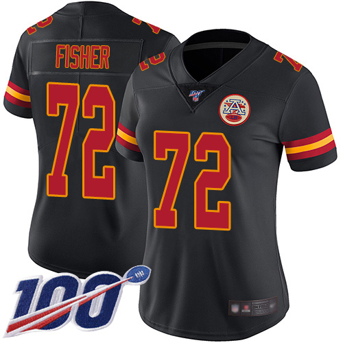 Women Kansas City Chiefs #72 Fisher Eric Limited Black Rush Vapor Untouchable 100th Season Football Nike NFL Jersey->women nfl jersey->Women Jersey